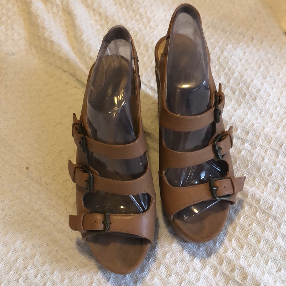 Nine West buckle strap wedge